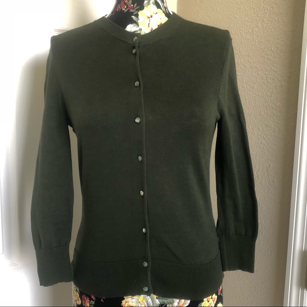 J. CREW Olive green Jackie Cardigan buttoned Sz S